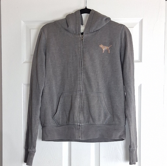Victoria's Secret PINK Gray Lined Full Zip Bling Hooded Jacket - Picture 1 of 5